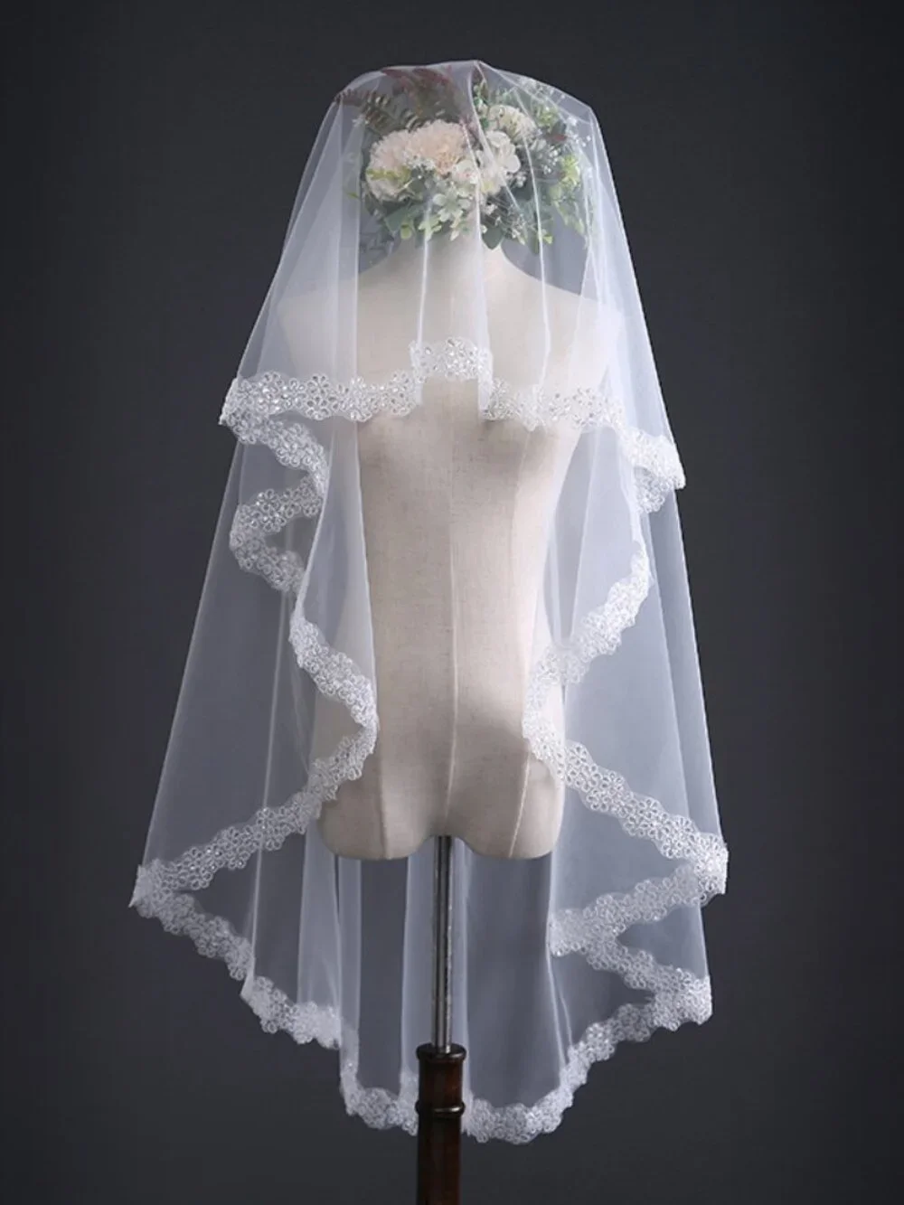 1.5m 1-Tier Waltz Length Simple Bridal Veil